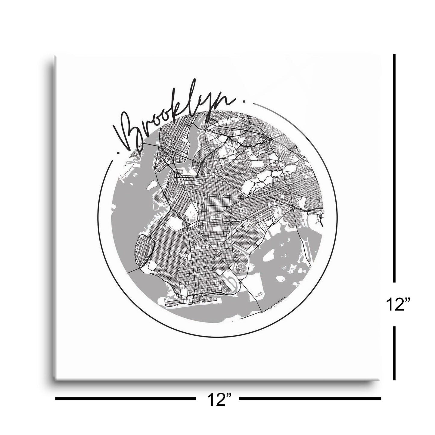 Minimalistic B&W New York Brooklyn Circle Map | Hi-Def Glass Art | Eaches | Min 1