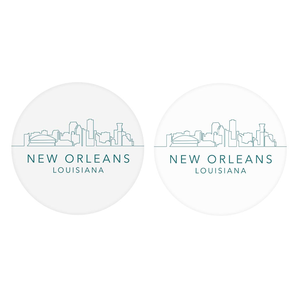 Blue White New Orleans Skyline | Absorbent Car Coasters | Set of 2 | Min 4