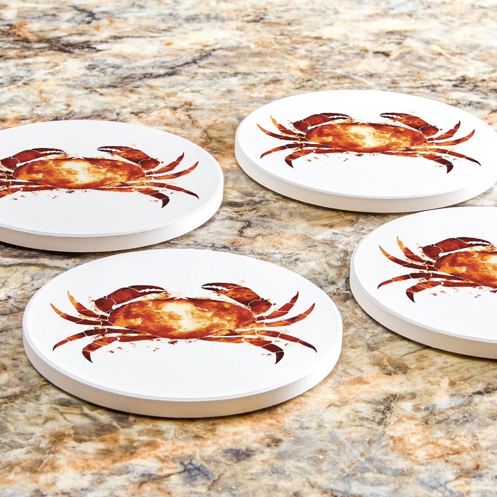 East Coast Water Color Crab| Absorbent Coasters | Set of 4 | Min 2