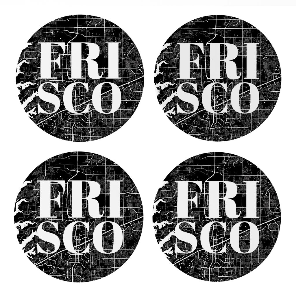 Minimalistic B&W Texas Frisco Map| Absorbent Coasters | Set of 4 | Min 2