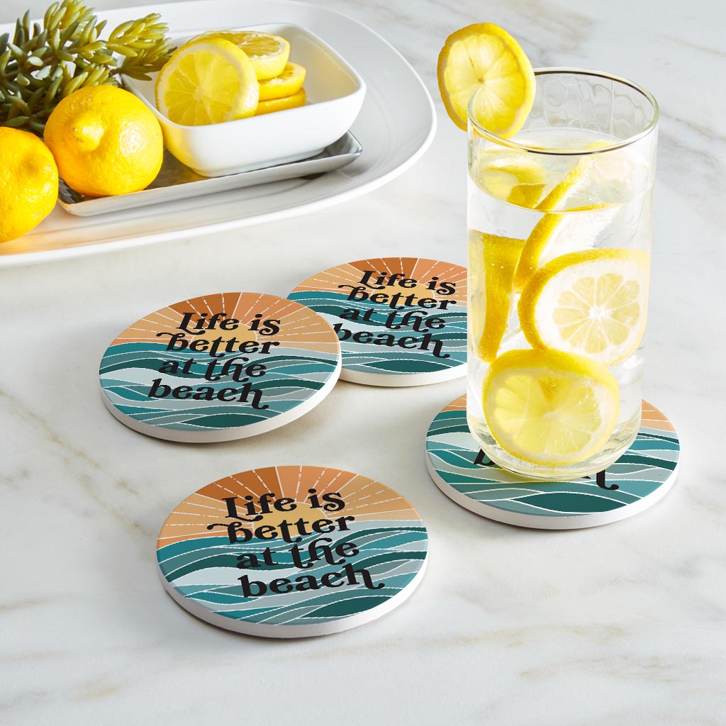 Life Is Better At The Beach| Absorbent Coasters | Set of 4 | Min 2