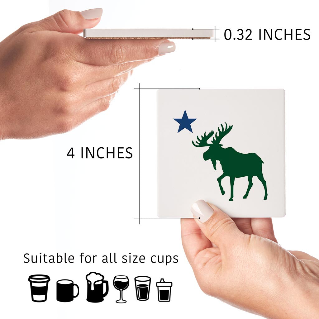 New England Star And Moose | Absorbent Coasters | Set of 4 | Min 2