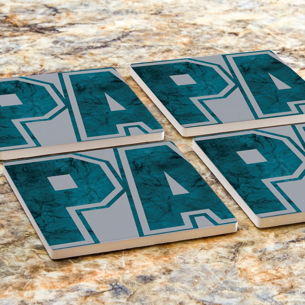 Modern Minimalist Pennsylvania Grey Initials | Absorbent Coasters | Set of 4 | Min 2