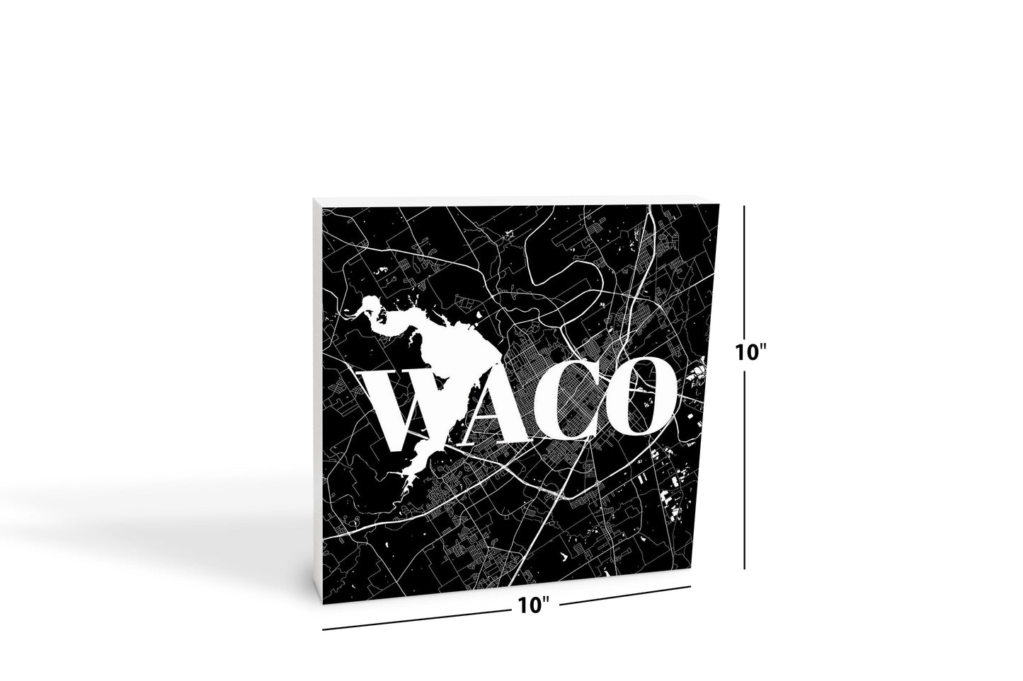 Minimalistic B&W Texas Waco Map | Wood Block | Eaches | Min 2