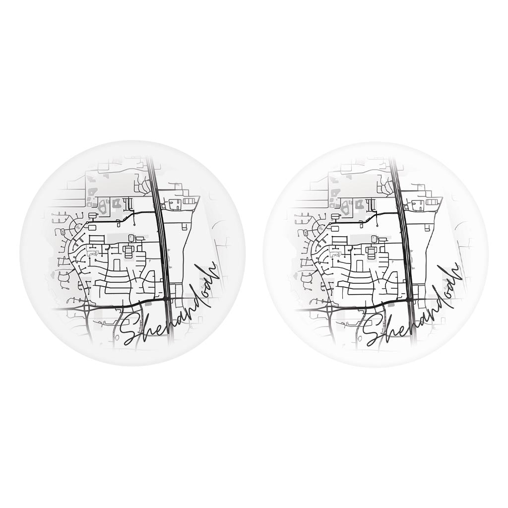 Minimalistic B&W Texas Shenandoah Circle Map | Absorbent Car Coasters | Set of 2 | Min 4
