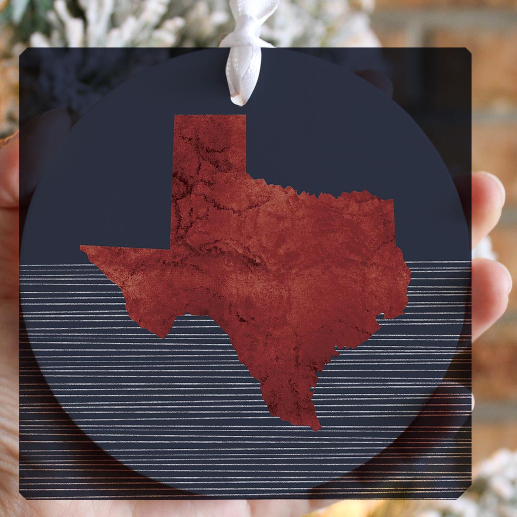 Modern Minimalist Texas Straight Line State Shape | Wood Ornament | Eaches | Min 6