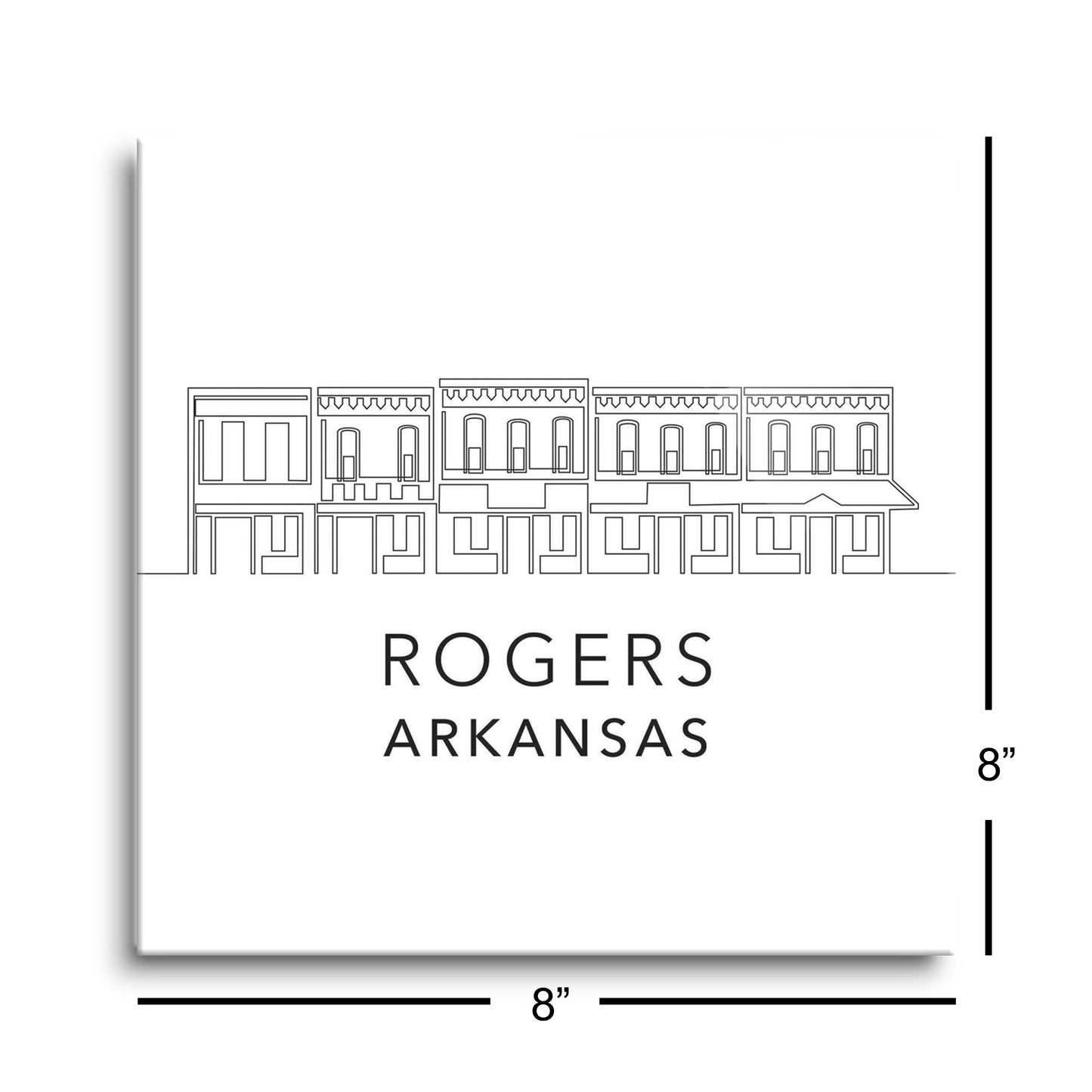 Minimalist B&W Arkansas Rogers Skyline | Hi-Def Glass Art | Eaches | Min 2