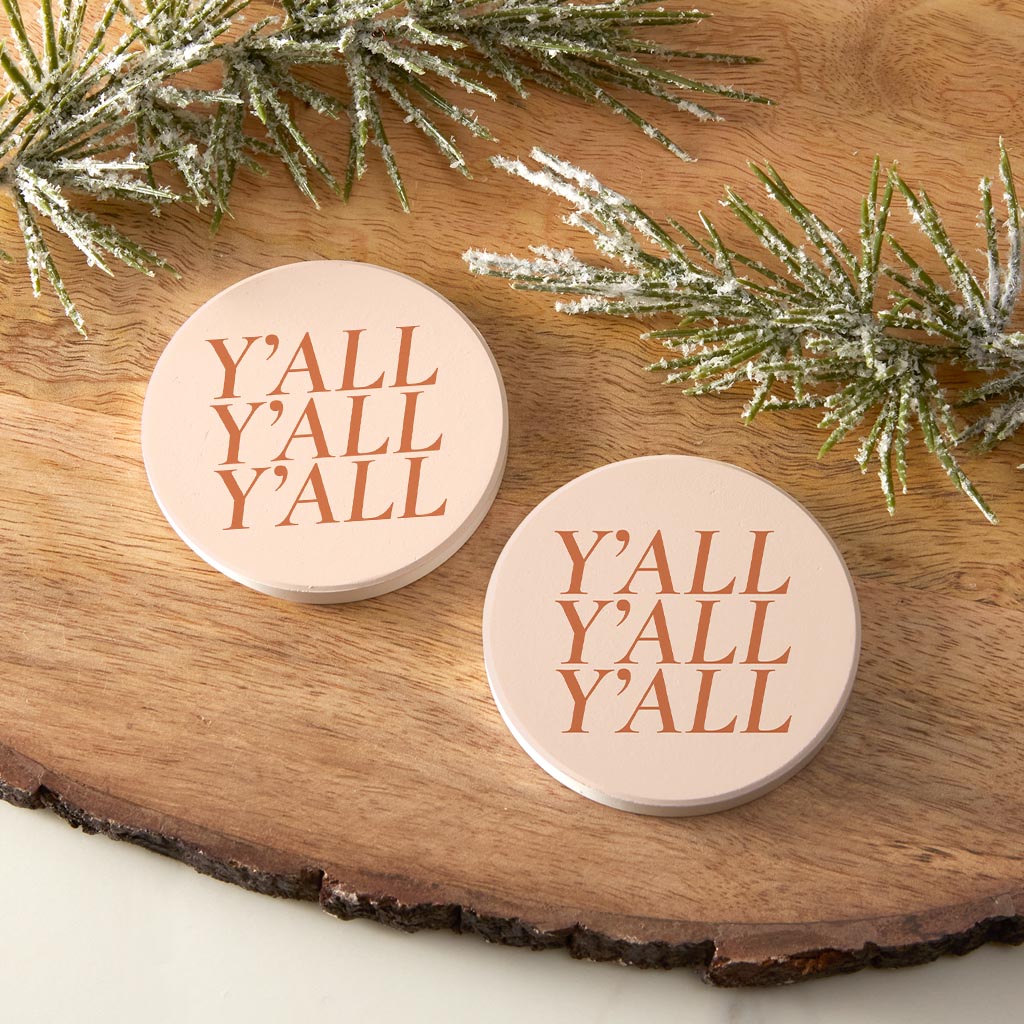 Modern Minimalist Texas Yall | Absorbent Car Coasters | Set of 2 | Min 4