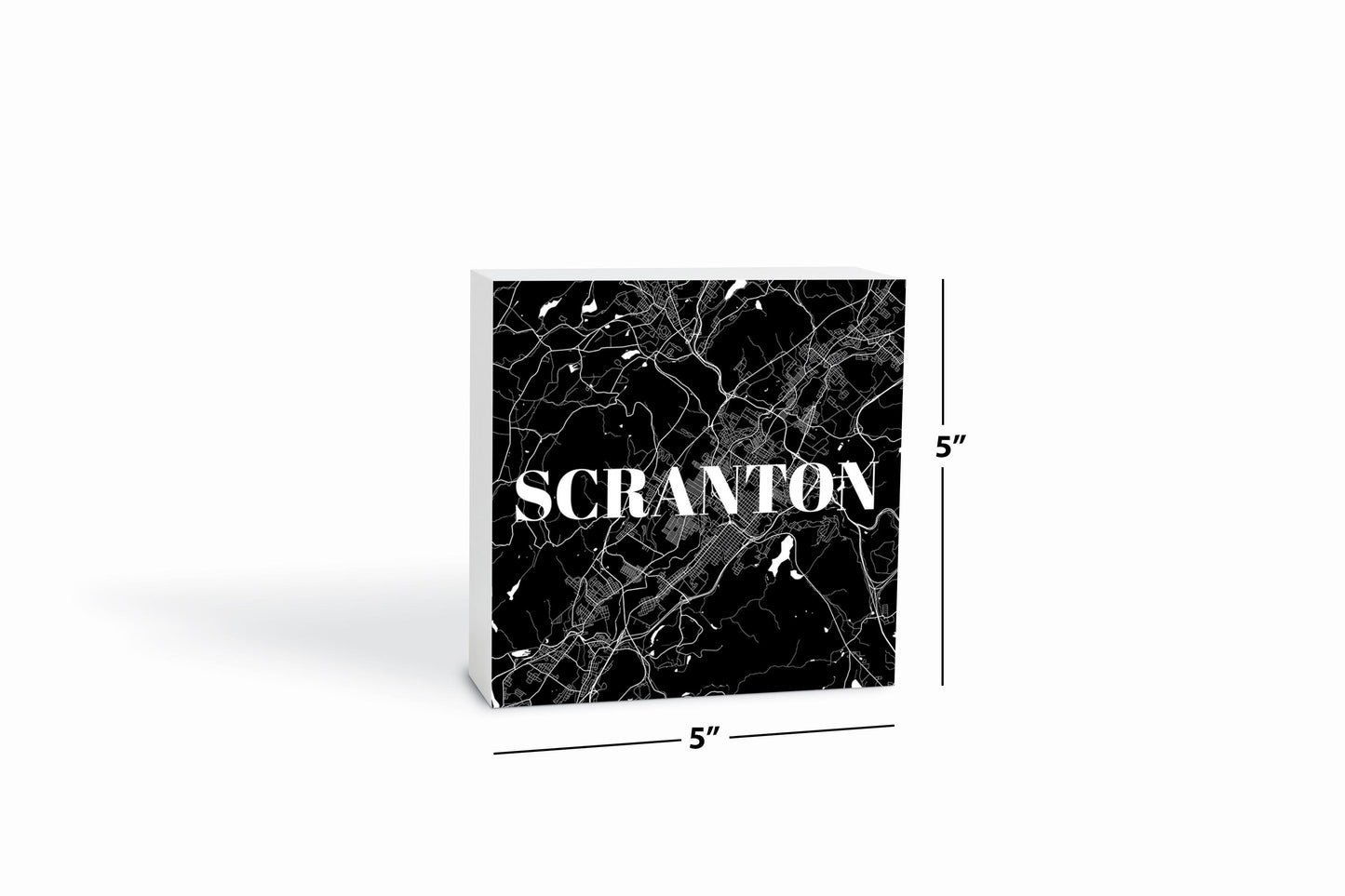 Minimalistic B&W Pennsylvania Scranton Map | Wood Block | Eaches | Min 4