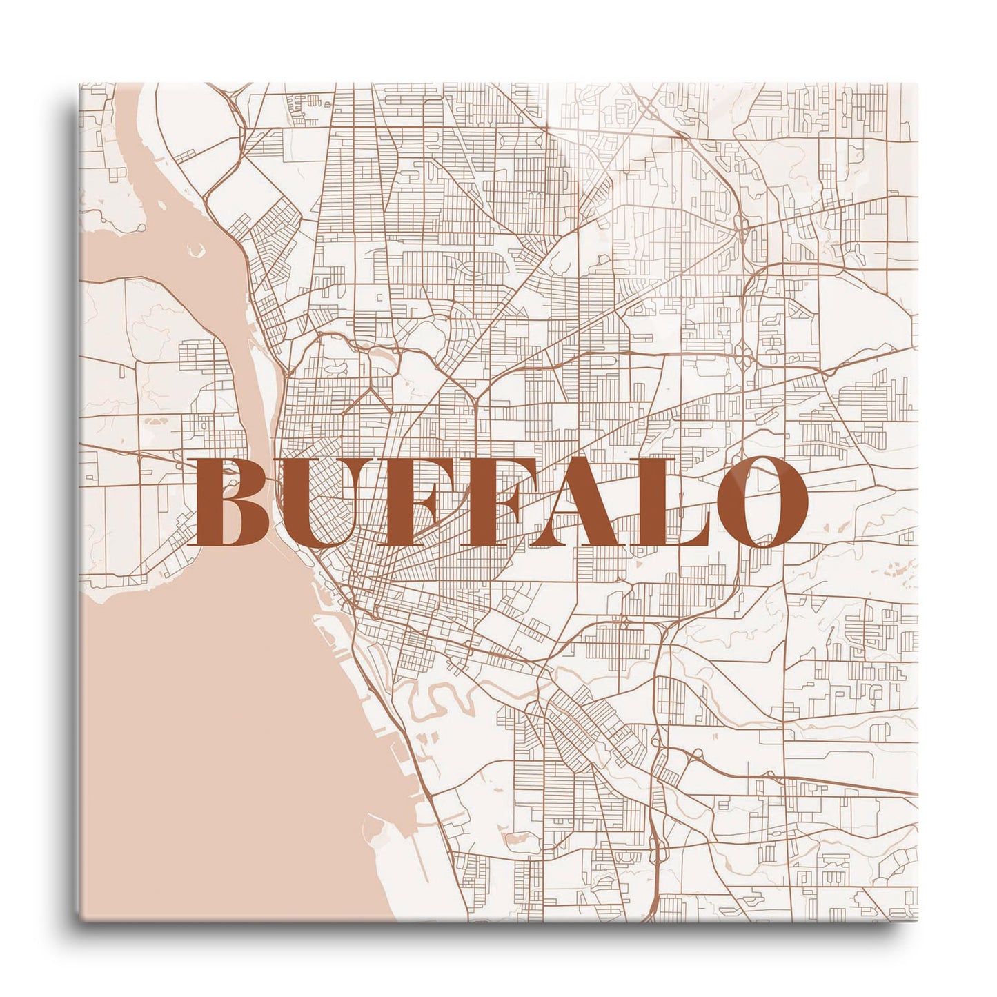 Modern Minimalist New York Buffalo Map | Hi-Def Glass Art | Eaches | Min 1