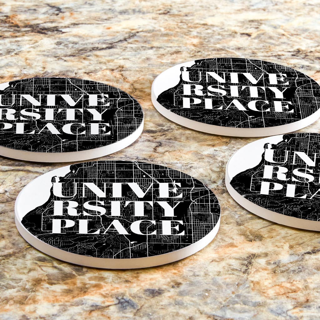 Minimalistic B&W Washington University Place Map | Absorbent Coasters | Set of 4 | Min 2