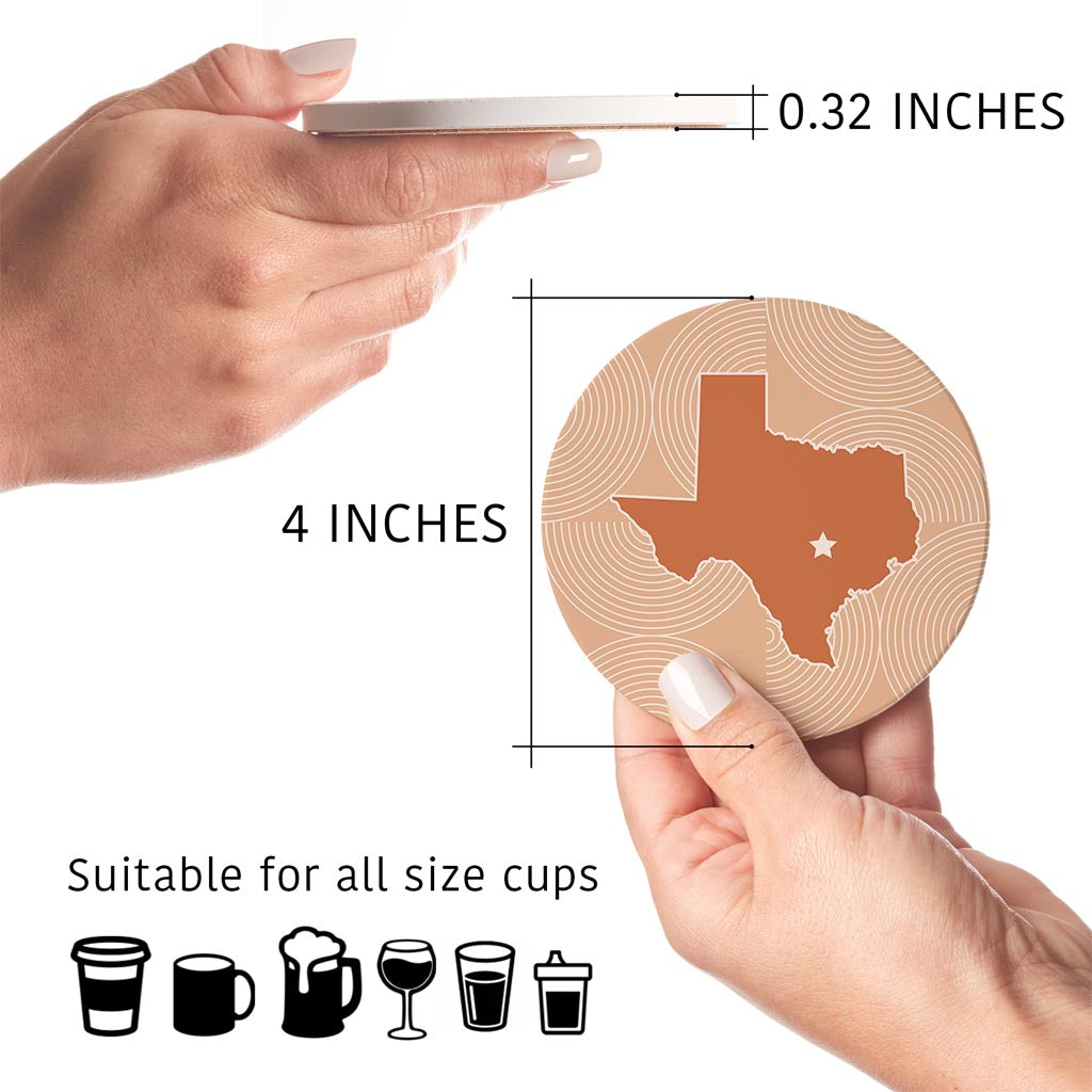 Modern Minimalist Texas Austin Star | Absorbent Coasters | Set of 4 | Min 2