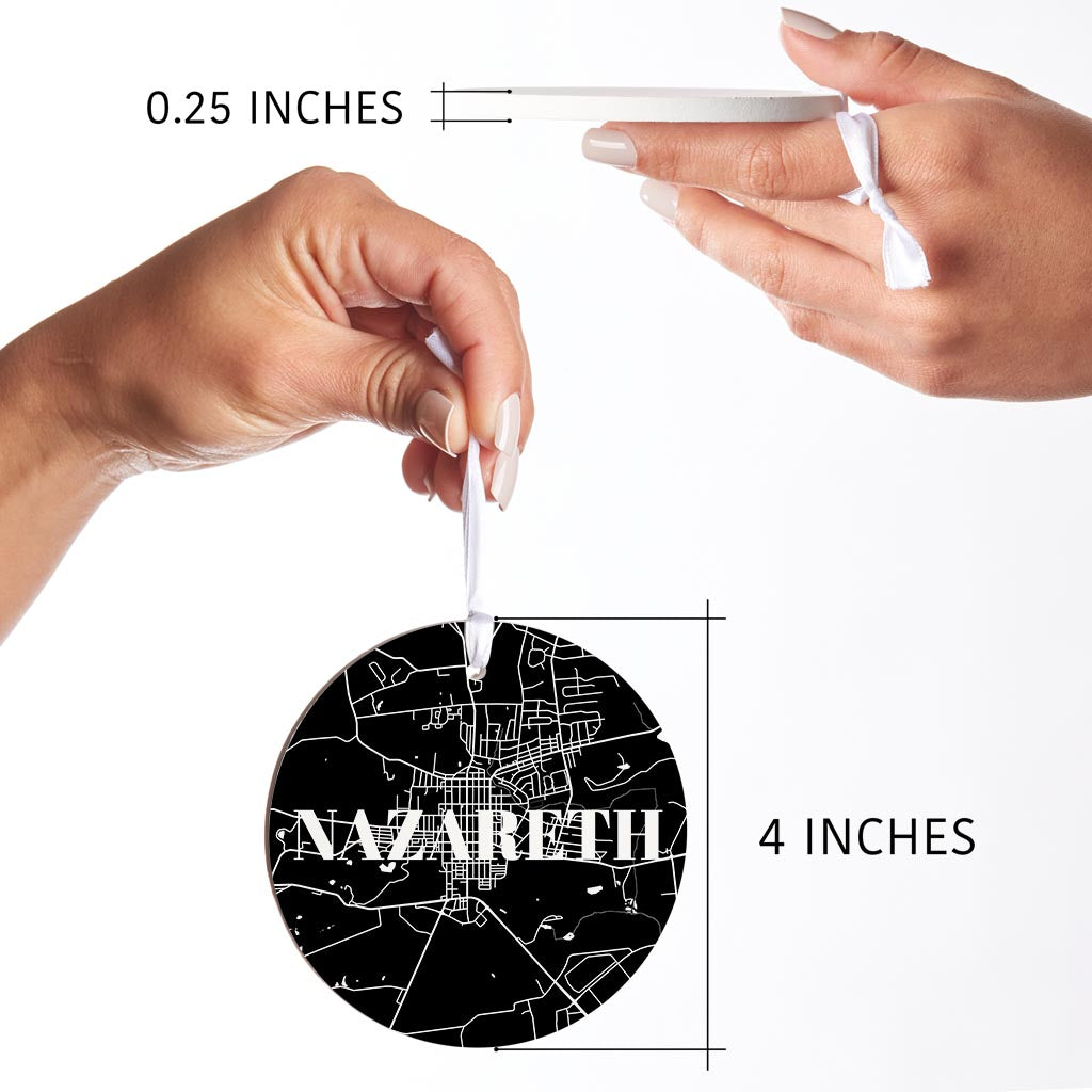 Minimalistic B&W Pennsylvania Nazareth Map| Wood Ornament | Eaches | Min 6