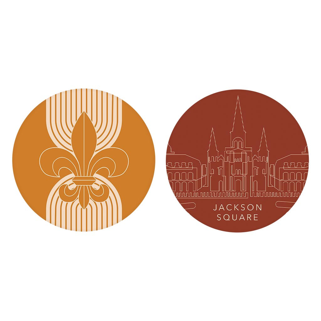 Modern Minimalist Louisiana Set | Absorbent Car Coasters | Set of 2 | Min 4