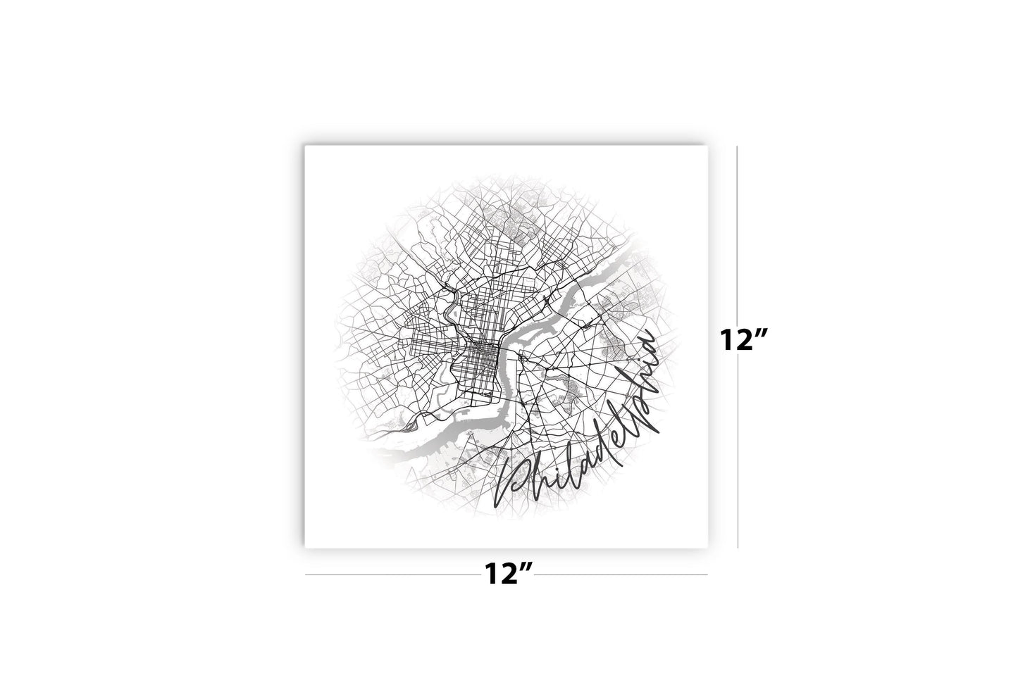 Minimalistic B&W Pennsylvania Philadelphia Circle Map | Wood Sign | Eaches | Min 2