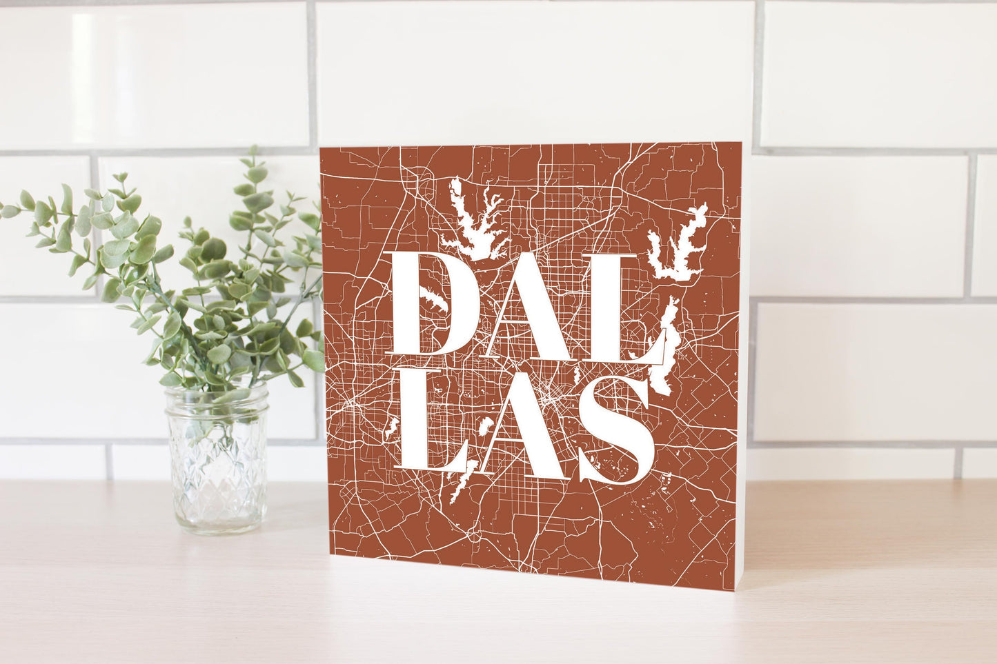Modern Minimalist Dallas Texas Map | Wood Block | Eaches | Min 2