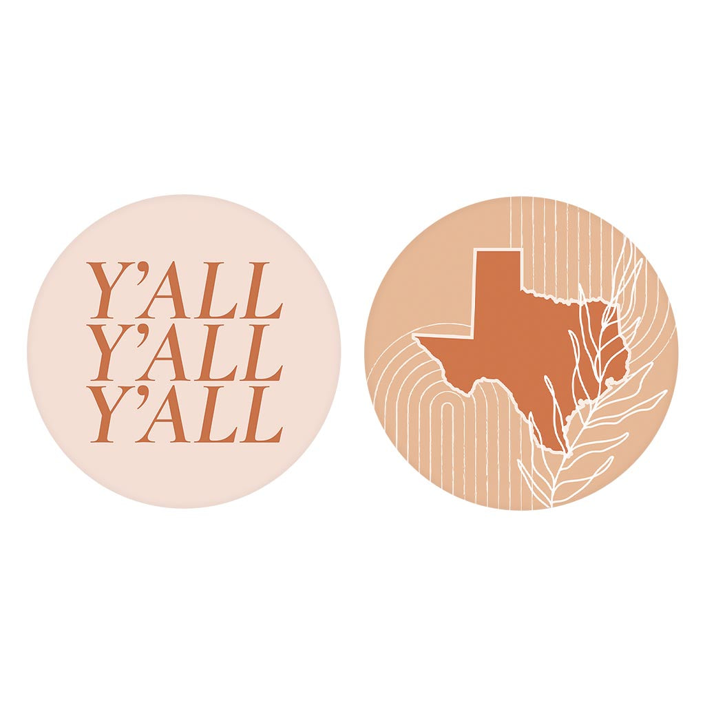 Modern Minimalist Texas Set | Absorbent Car Coasters | Set of 2 | Min 4