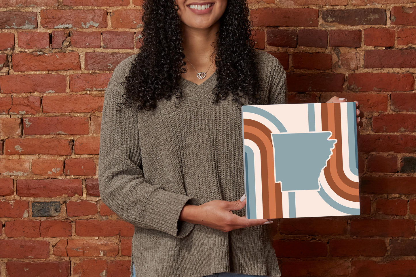 Modern Minimalist Arkansas Retro State Shape | Wood Block | Eaches | Min 2