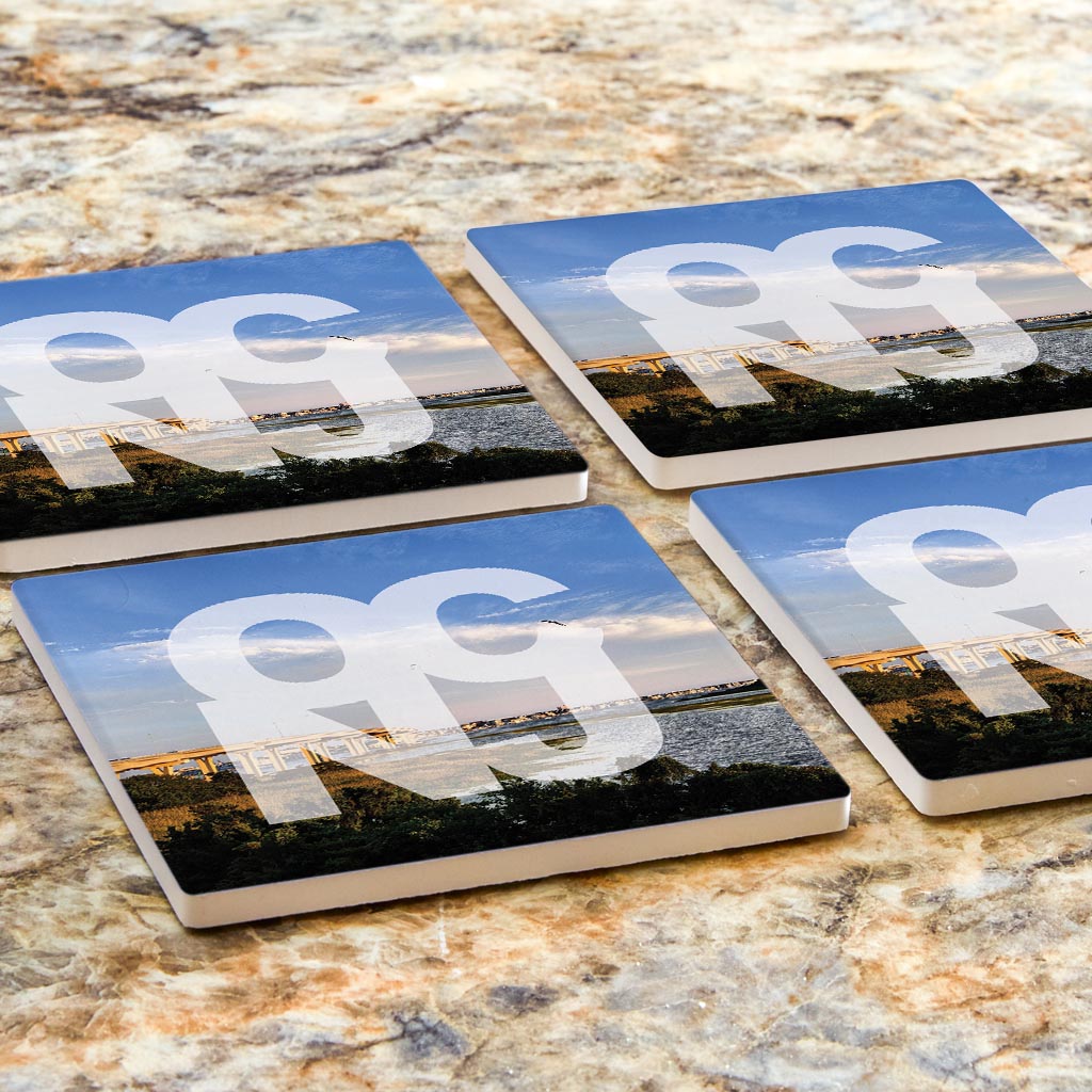OCNJ Photo With Text | Absorbent Coasters | Set of 4 | Min 2
