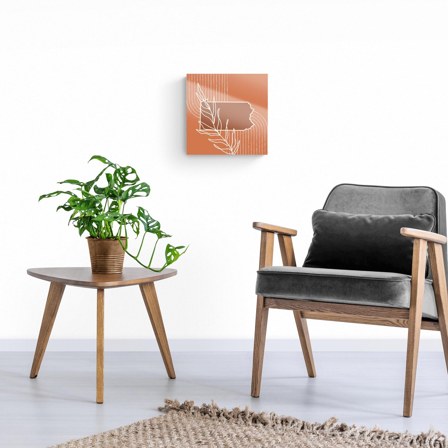 Modern Minimalist Pennsylvania State Leaf | Hi-Def Glass Art | Eaches | Min 1