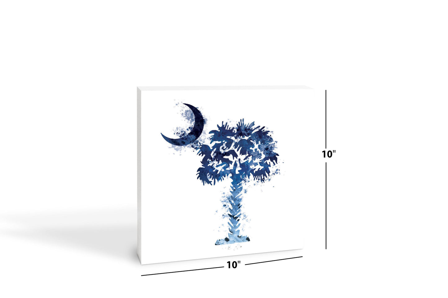South Carolina Blue Water Color Palm Trees On White | Wood Block | Eaches | Min 2