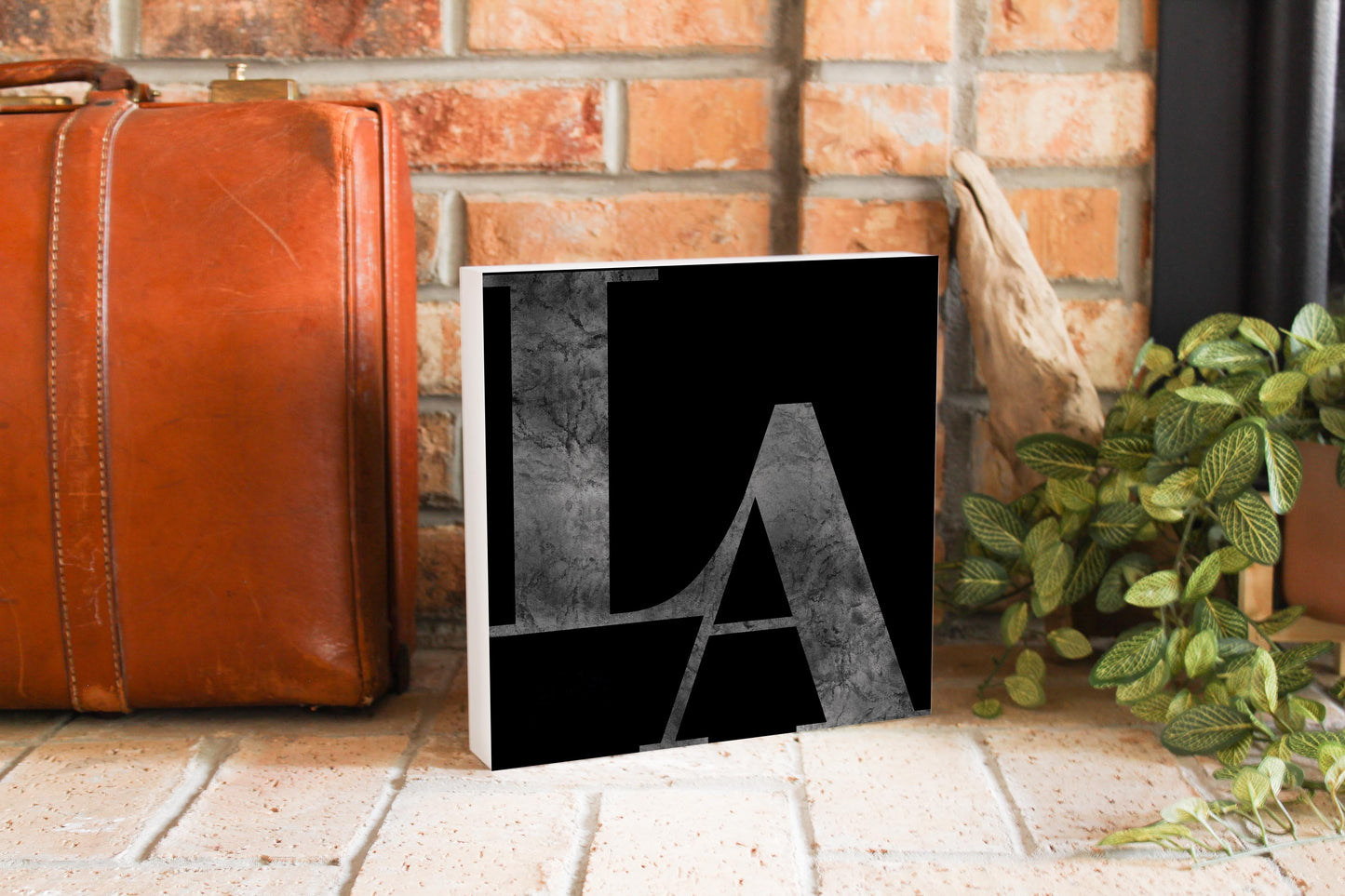Modern Black Louisiana Initials | Wood Block | Eaches | Min 2