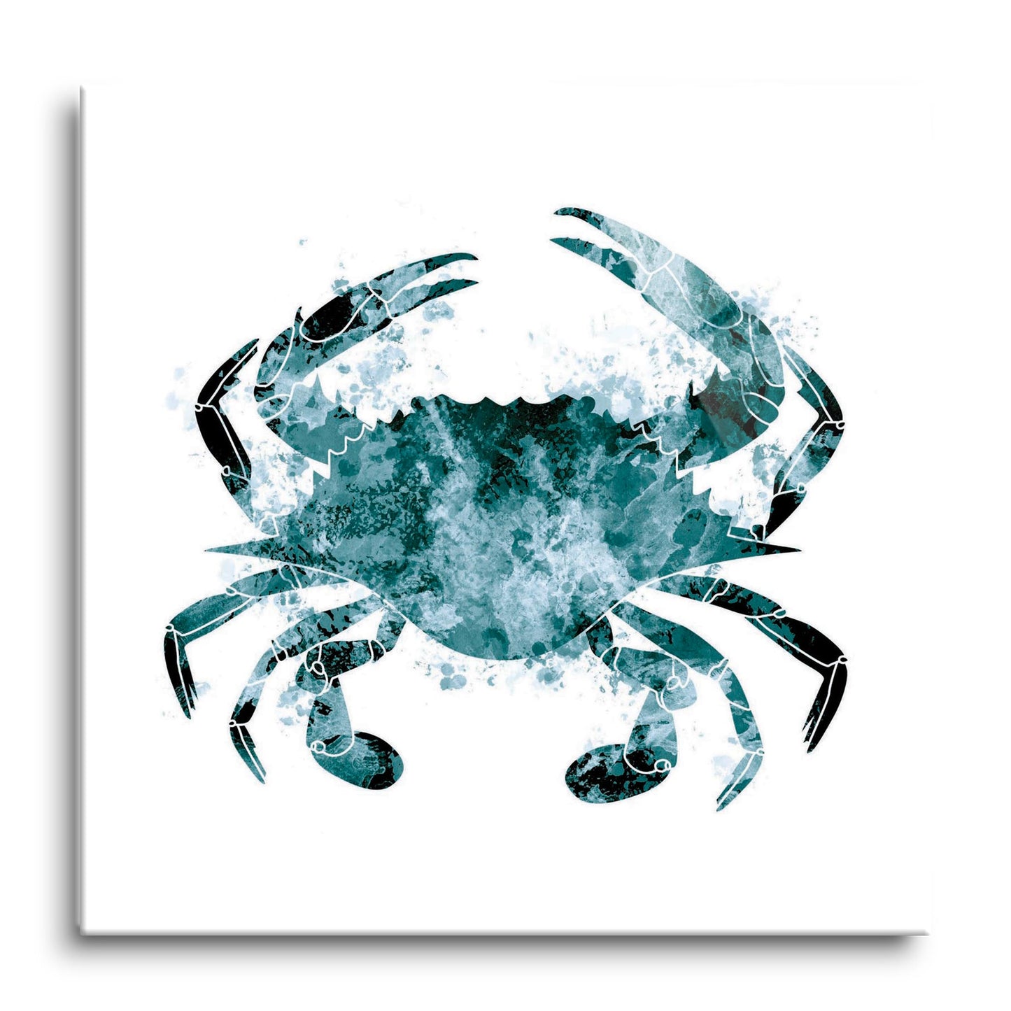 Blue White Water Color Blue Crab | Hi-Def Glass Art | Eaches | Min 1