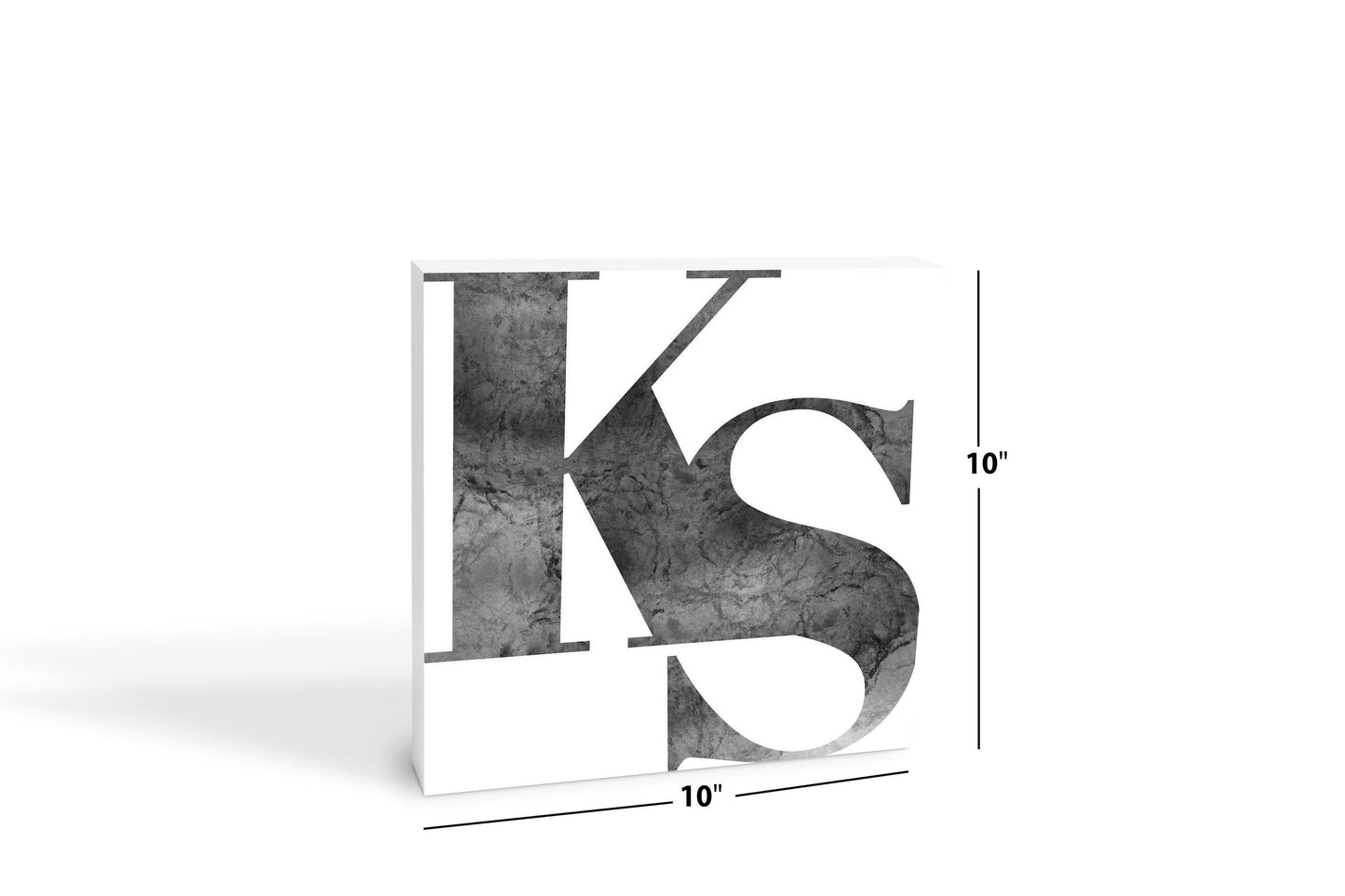 Minimalist B&W Kansas White Initials | Wood Block | Eaches | Min 2