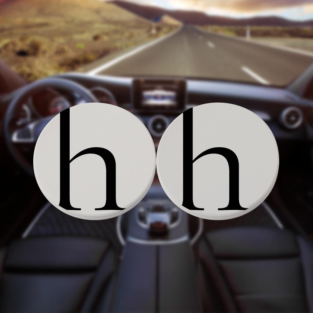 Minimalist Monogram H Circle | Absorbent Car Coasters | Set of 2 | Min 4