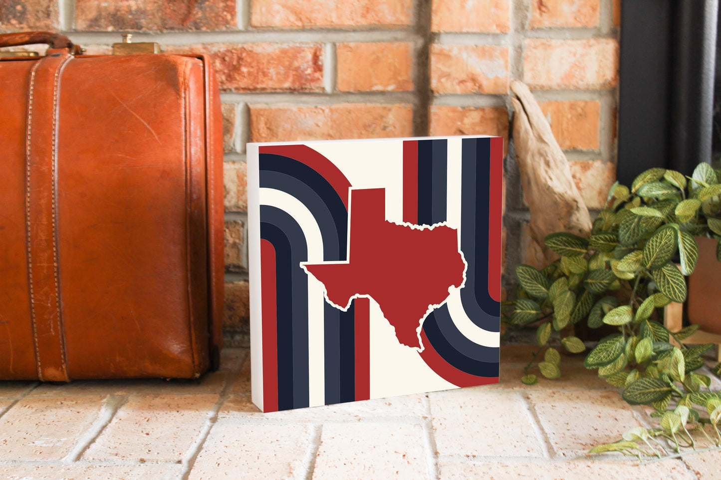 Modern Minimalist Texas Colors Retro Shape | Wood Block | Eaches | Min 2