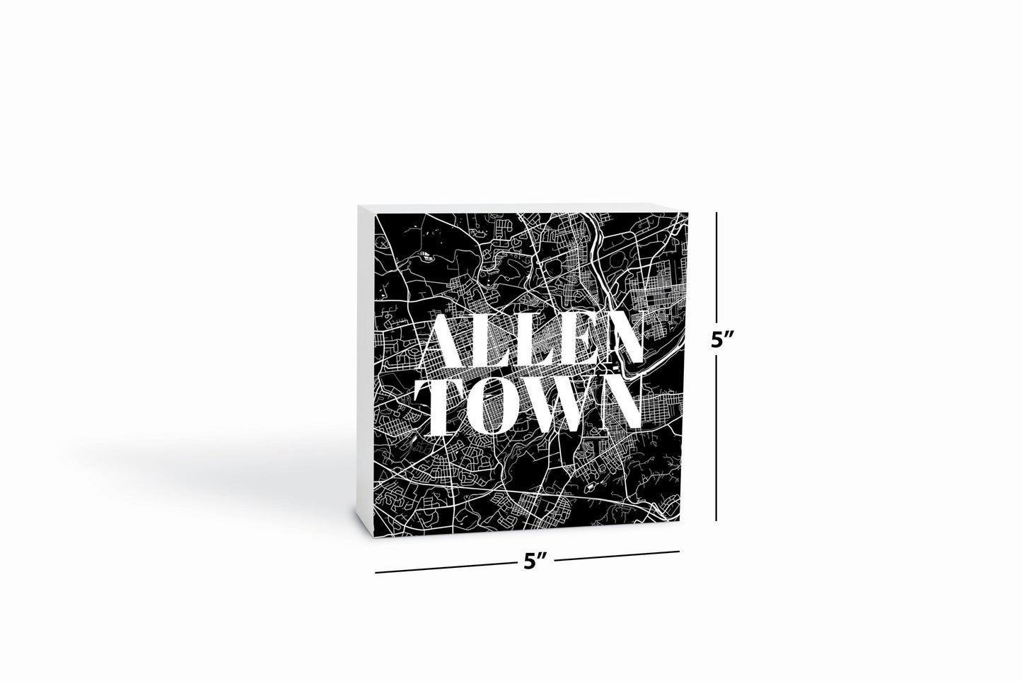 Minimalistic B&W Pennsylvania Allentown Map | Wood Block | Eaches | Min 4