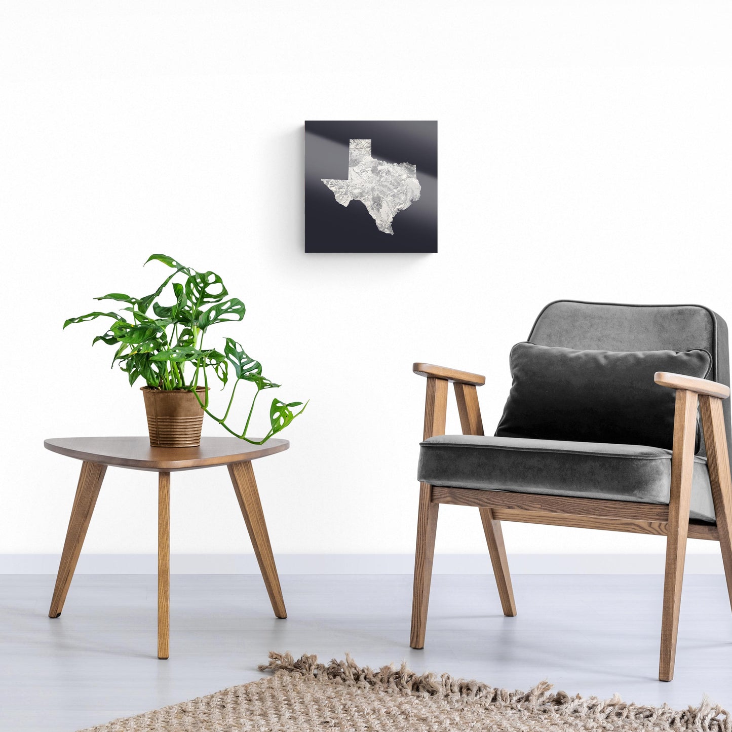 Modern Minimalist Texas Metal State Shape | Hi-Def Glass Art | Eaches | Min 1