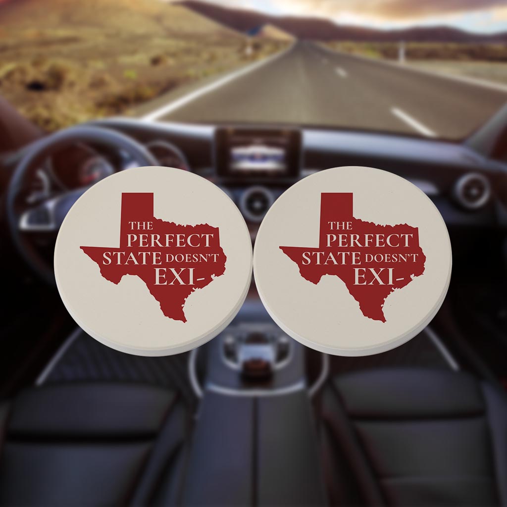 Modern Minimalist Texas Colors Perfect State | Absorbent Car Coasters | Set of 2 | Min 4
