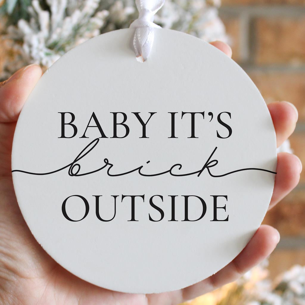 Minimalistic B&W New York Quip Brick Outside | Wood Ornament | Eaches | Min 6