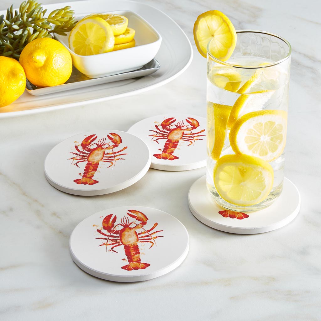 East Coast Water Color Lobster | Absorbent Coasters | Set of 4 | Min 2