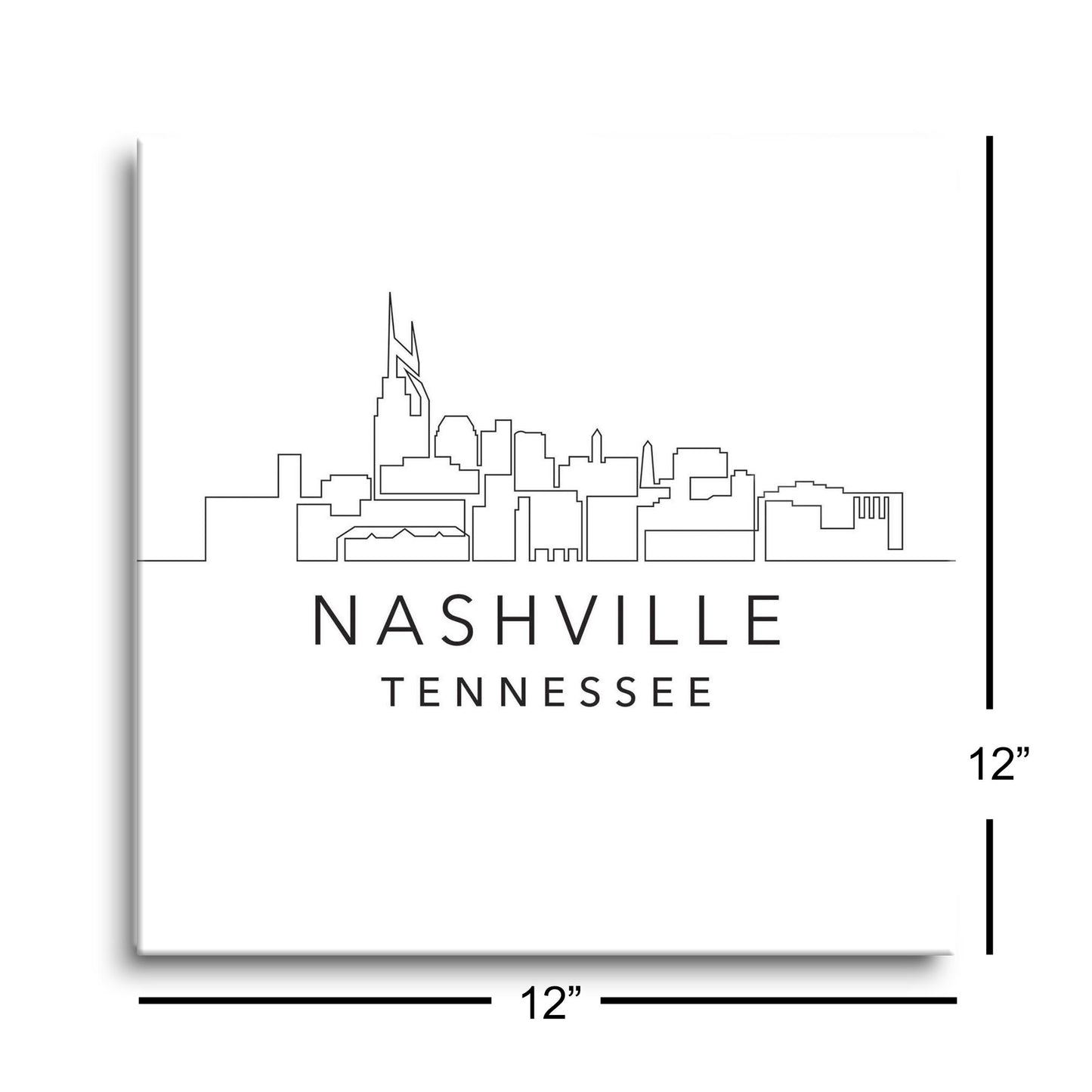 Minimalist B&W Tennessee Nashville Skyline | Hi-Def Glass Art | Eaches | Min 1
