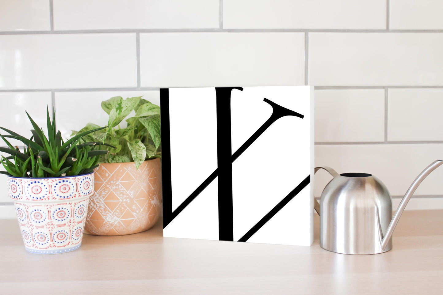 Minimal Monogram W| Wood Block | Eaches | Min 2
