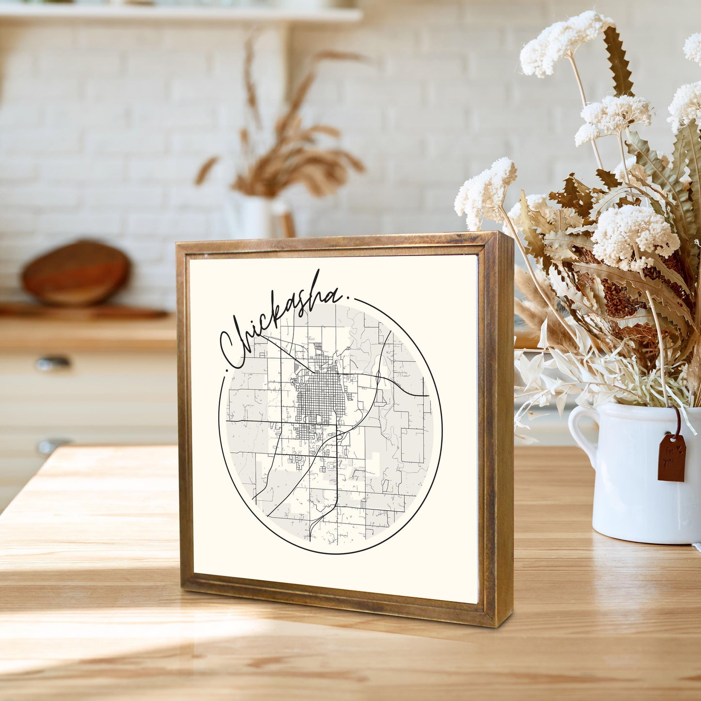 Modern Minimalist Oklahoma Chickasha Map | Wood Sign | Eaches | Min 1