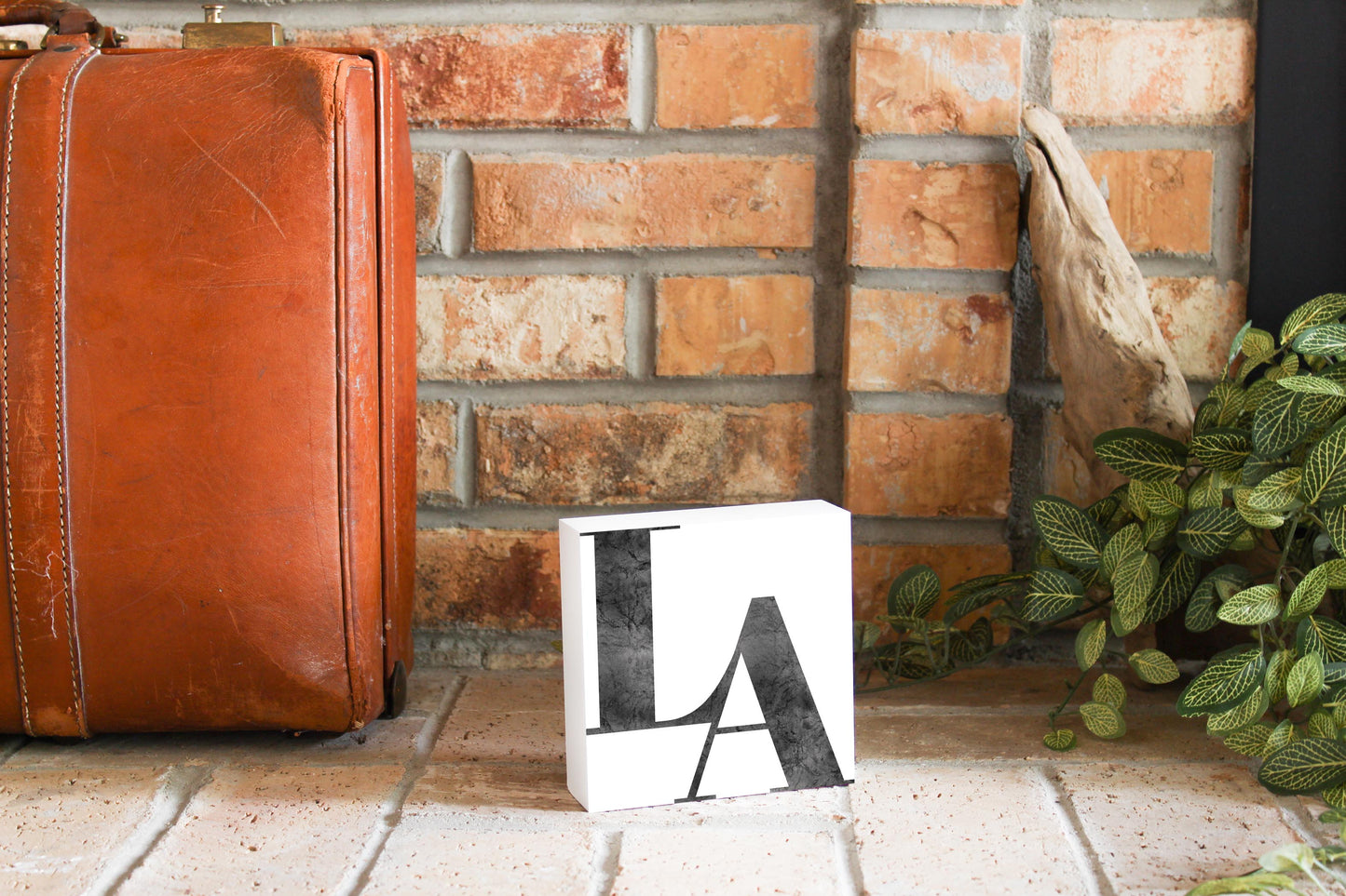 Modern White Louisiana Initials | Wood Block | Eaches | Min 4