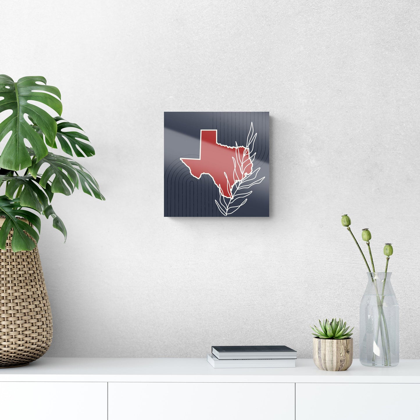 Modern Minimalist Texas Colors Shape Leaf | Hi-Def Glass Art | Eaches | Min 1