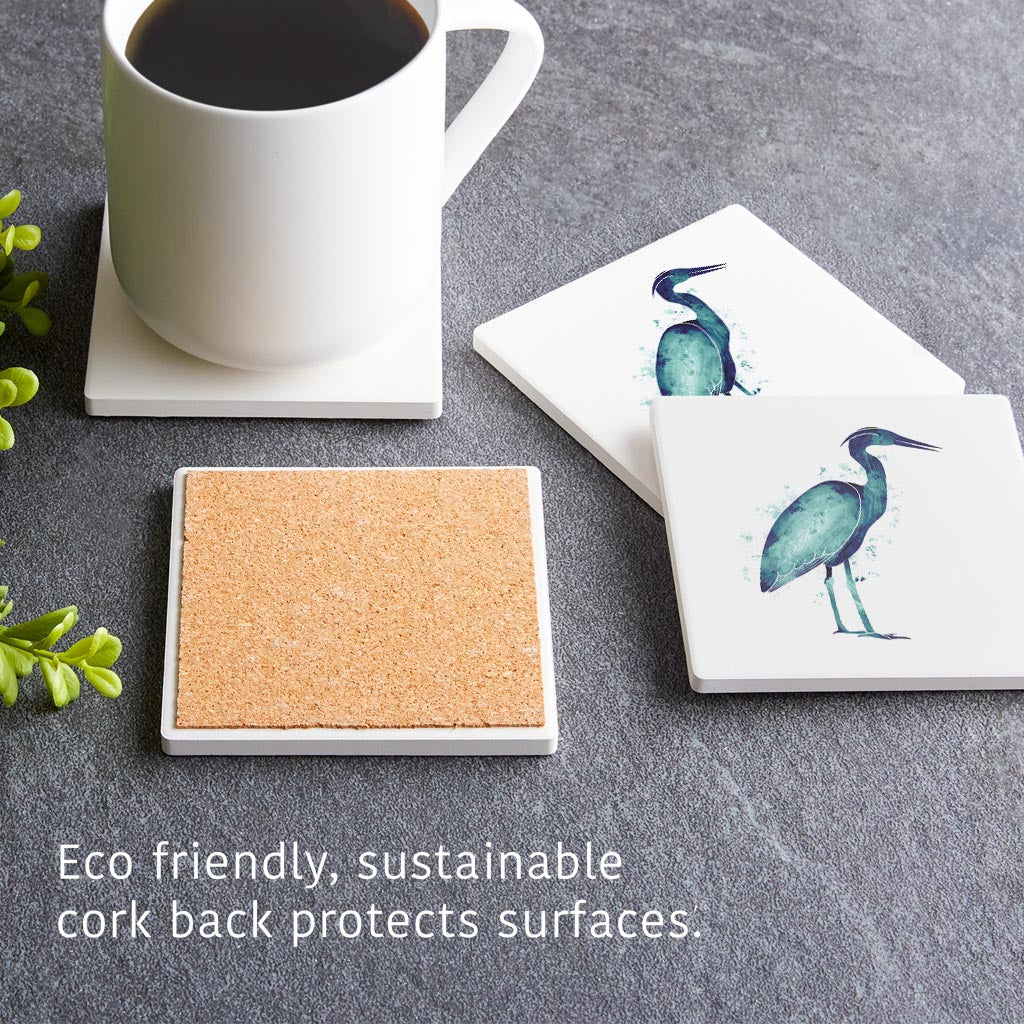 East Coast Water Color Heron | Absorbent Coasters | Set of 4 | Min 2