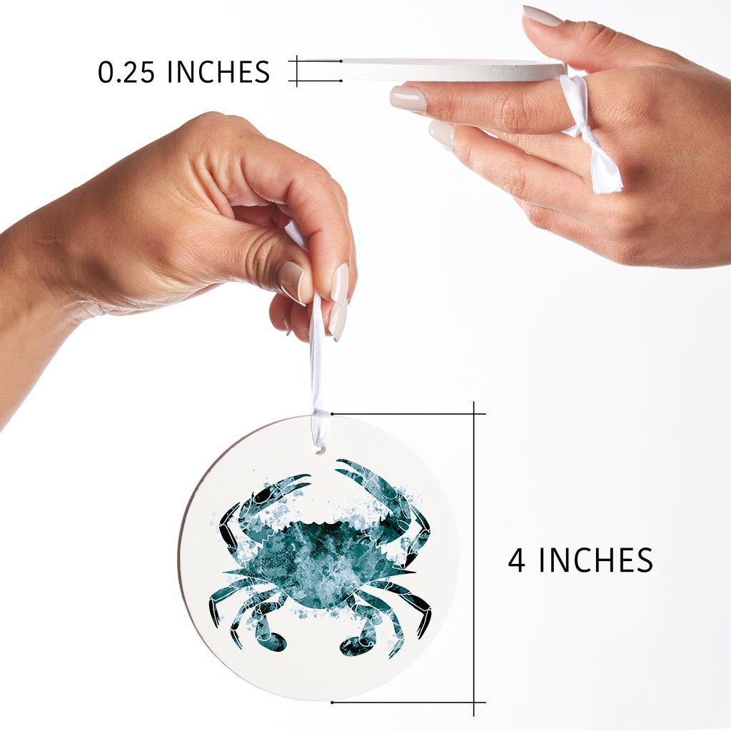 Blue White Water Color Blue Crab | Wood Ornament | Eaches | Min 6