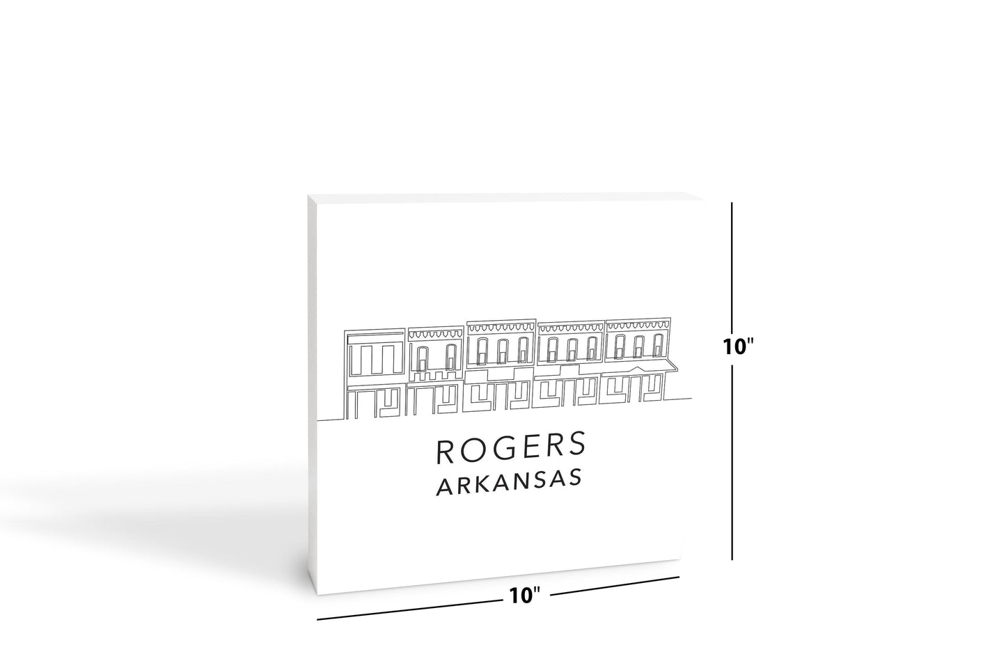 Minimalist B&W Arkansas Rogers Skyline | Wood Block | Eaches | Min 2