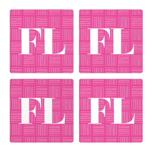 Bright Modern Abbreviated On Pink Florida | Absorbent Coasters | Set of 4 | Min 2