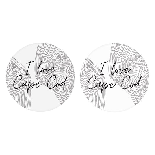 Minimalistic B&W Cape Cod I Love Cape Cod| Absorbent Car Coasters | Set of 2 | Min 4