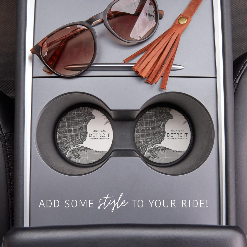 Grey Detroit Michigan Map & Coordinates | 2.65x2.65