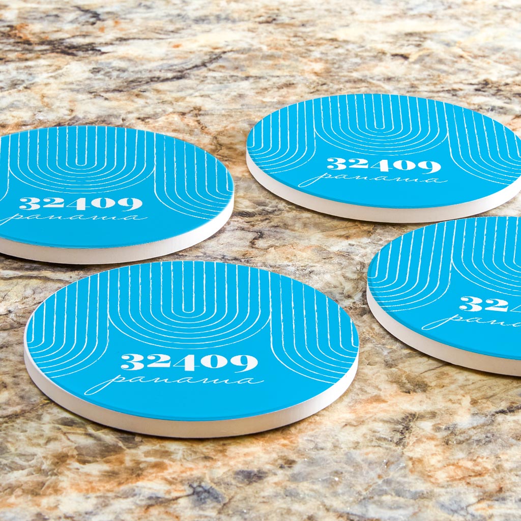 Bright Modern City Zip On Teal Florida Panama | Absorbent Coasters | Set of 4 | Min 2