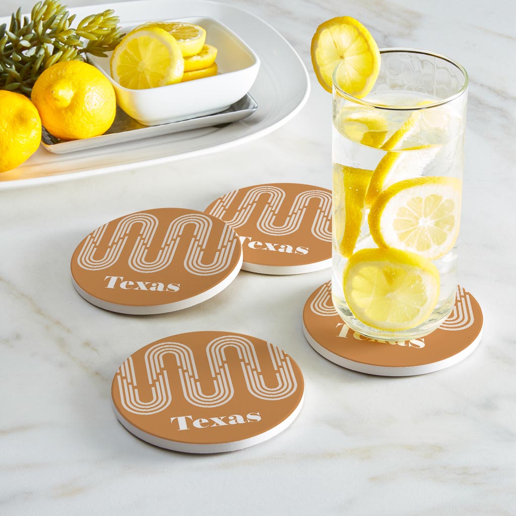 Vintage Groove Yellow Wave Lines Texas