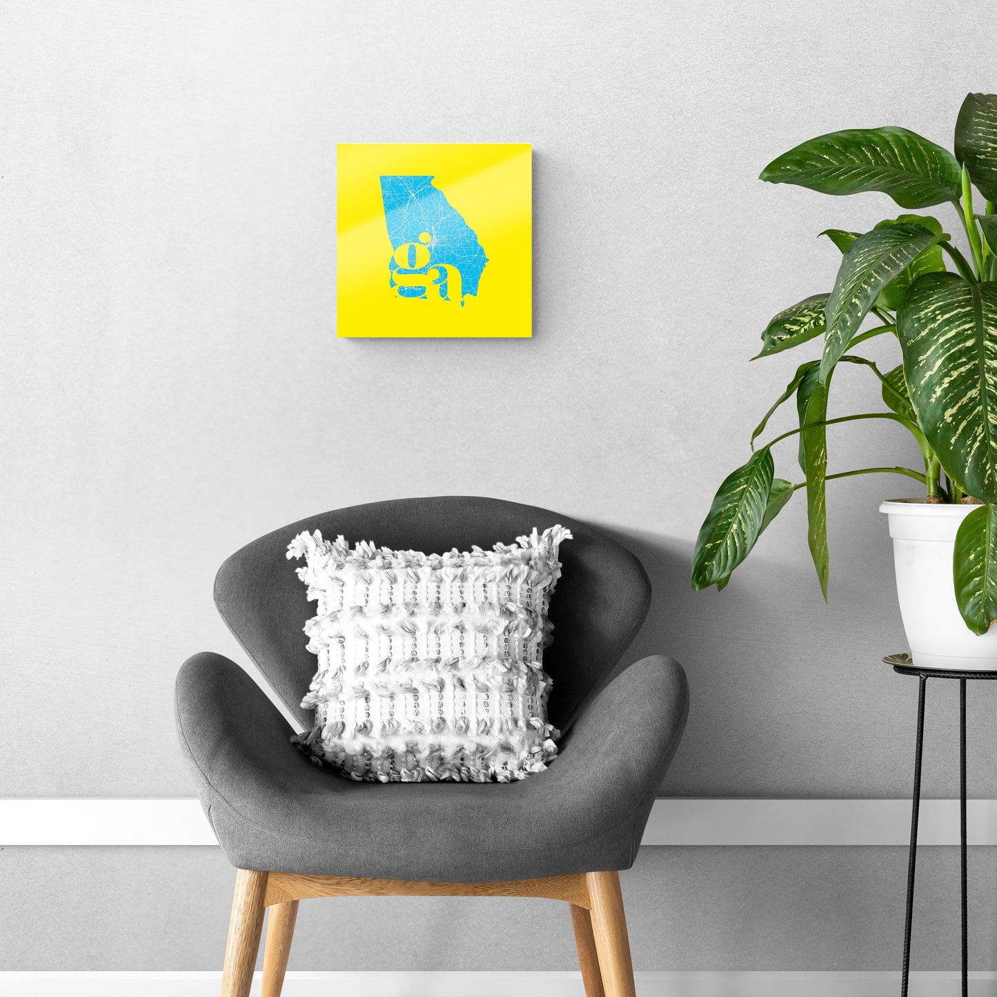 Bright Modern Abbreviated State Yellow Georgia | Hi-Def Glass Art | Eaches | Min 1