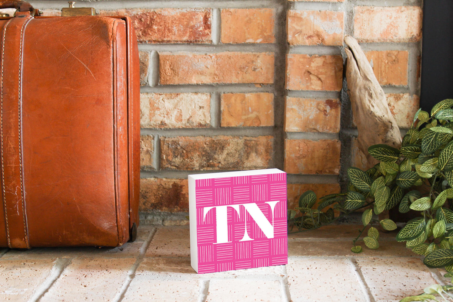 Bright Modern Abbreviated On Pink Tennessee | Wood Block | Eaches | Min 4